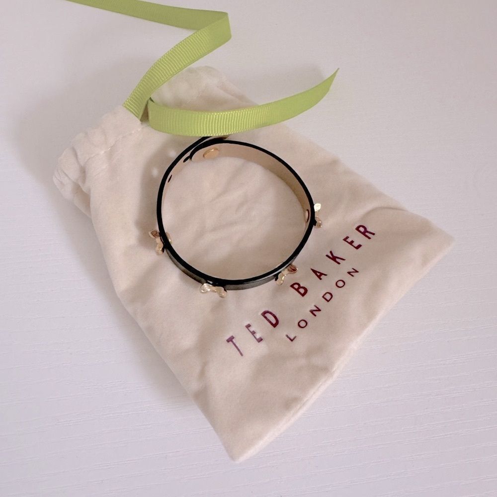 ⭕️ TED BAKER Bracelet Black Leather Gold Bows